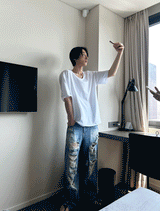 デニムデストロイドパンツ