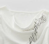 スクリプト ドレープ スリム フィット Tシャツ