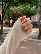 Lua Shirring Lace Frill Rib T-Shirt (4color)