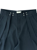 Hook pin-tuck stripe trousers 3color