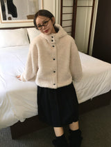 Foaming High Neck Poggle Fur Hooded Jacket (3c)