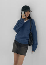 [B-DENIM] カッティングミニスカート 030