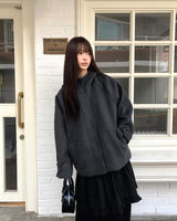 エモハイネックミディフーデッドコート