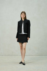 AGLOW TWEED SKIRT PANTS / BLACK