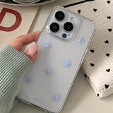 [handmade] blue flower pearl pattern jelly hard case