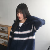 Laporte Line Stripe Two Way Knit Zip-Up