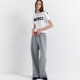 Lace Lining Track Pants_Melange Gray
