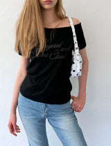 [ORIGINAL] Focus Off-shoulder Glitter Short Sleeve T-Shirt