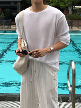 LMN Summer Linen U-Neck Long Sleeve Tee (5 colors)