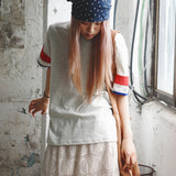 Square Print Ringer Tee (oatmeal)