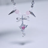 kitsch heart key cubic necklace