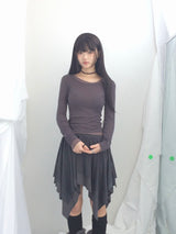 stripe ribbonline wave skirt