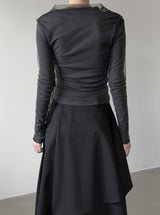 Folden Mesh Layered Collar Tee