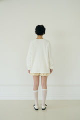 KIKI HENLEY NECK WAFFLE TOP (WHITE)