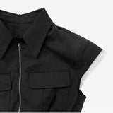 Aperi shirt pocket zip-up + skirt set