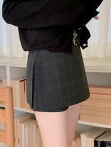 クラシック チェック ミニスカートパンツ ＋ ベルト セット (2color)