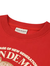 Women's Regular Fit Bear Friends クロップドスウェットシャツ レッド (FCF1TS202W)