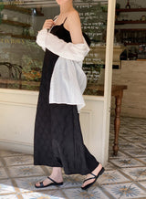 #Diamond Flower Embroidery Sleeveless Long Dress (3color)