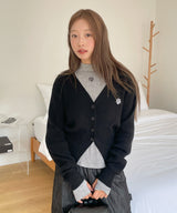 STITCH WOOL KNIT CROP CARDIGAN