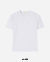 Ribbed Muscle Fit Henley neck Short Sleeve