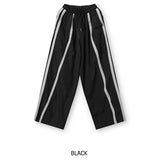 triple track line nylon pants