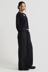 コットンレイヤード長袖Tシャツ, Black