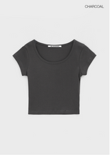 [B-BASIC] Cool Standard U-neck Crop Short Sleeve T-shirt (2SIZE)