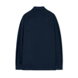 Loose Fit Open Collar Linen Shirt [Navy]