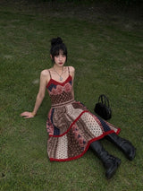ETHNIC PATCHWORK LACE MAXI DRESS