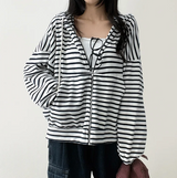 Itta Overfit Stripe Dangara Hooded Zip-Up