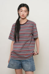 マルチストライプハーフTシャツ