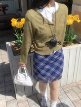 Blooming Chek Banding Mini Skirt