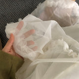 [Luxury✨🎀] ロペズフリルシースルーアンバランスカンカンロングスカート 3 colors