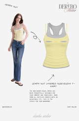 Lemon slit layered sleeveless t-shirt