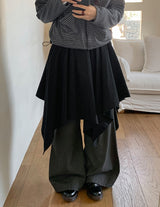 26SS★ [BAONHAUS] Broa Unbalanced Layered Midi Skirt