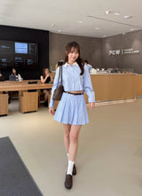 ストライププリーツミニスカパン
