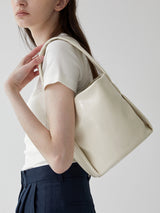 TEMZ bucket leather tote bag / Cream Ivory