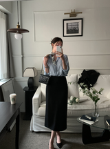 Roniv Silky Hidden Button Blouse / 5 colors