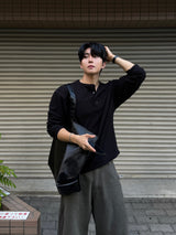 ワッフル ヘンリーネック ロングスリーブ Tシャツ