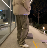 [In-house production]  ファーストコーデュロイカーゴストリングワイドパンツ