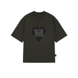 オーバーサイズ ヒップホップ ダンススタジオ ハートグラフィック 半袖Tシャツ_KHAKI