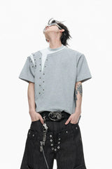 スタッディドレイヤード半袖Tシャツ