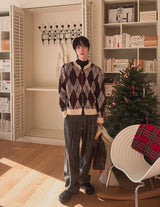 Sloped Wool One-Tuck Wide Slacks