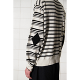 ARGYLE ELBOW STRIPE KNIT / IVORY