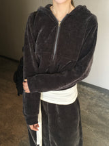 Acorn Velvet Crop Hoodie (3c)