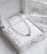 [Jo Yuri Necklace]ヘブンリークリスタルパールチョーカーネックレス - Silver Color