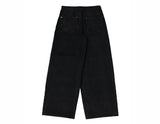 [unisex] coated black wide pants