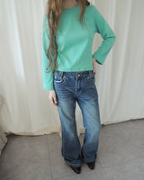 STITCH BOOTCUT DENIM PANTS