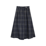 VINTAGE LONG CHECK GATHER SKIRT