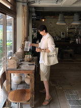 Look Diffacy Wrinkle Texture Summer Oversized Rayon Shirt